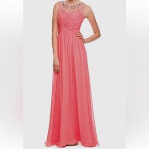 Elegant Coral Pink Evening Gown